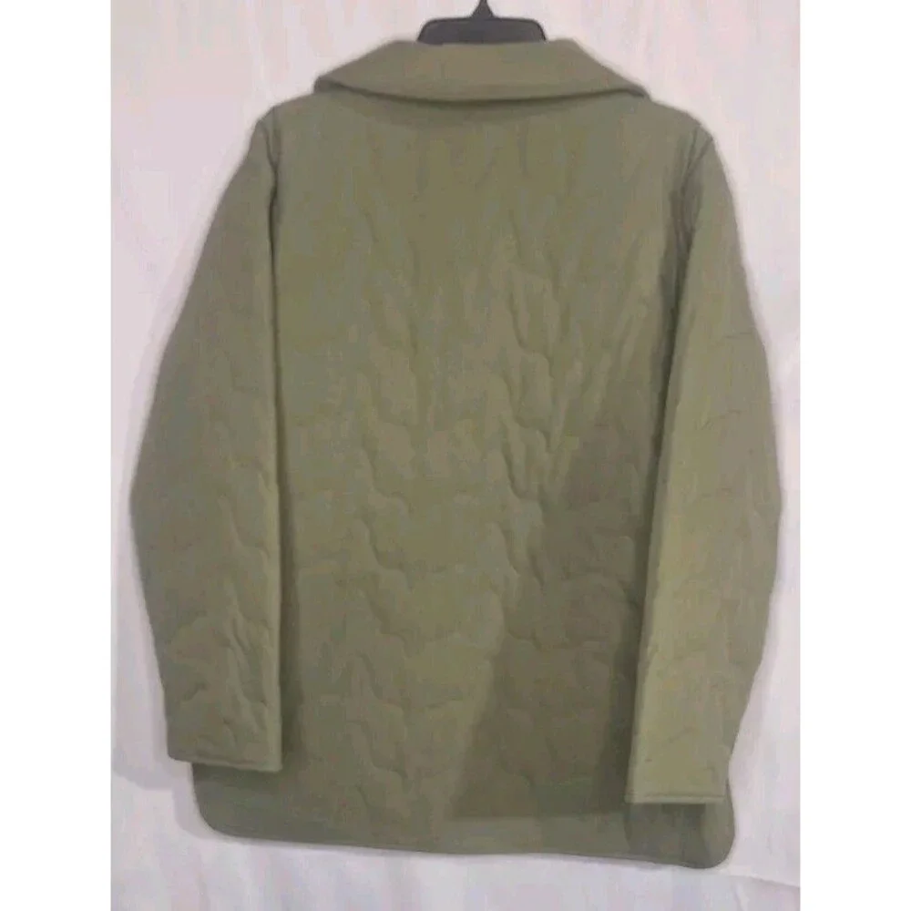 Bass Outdoor Women's Large Quilted Long Sleeve Jacket Deep Lichen Green Snaps